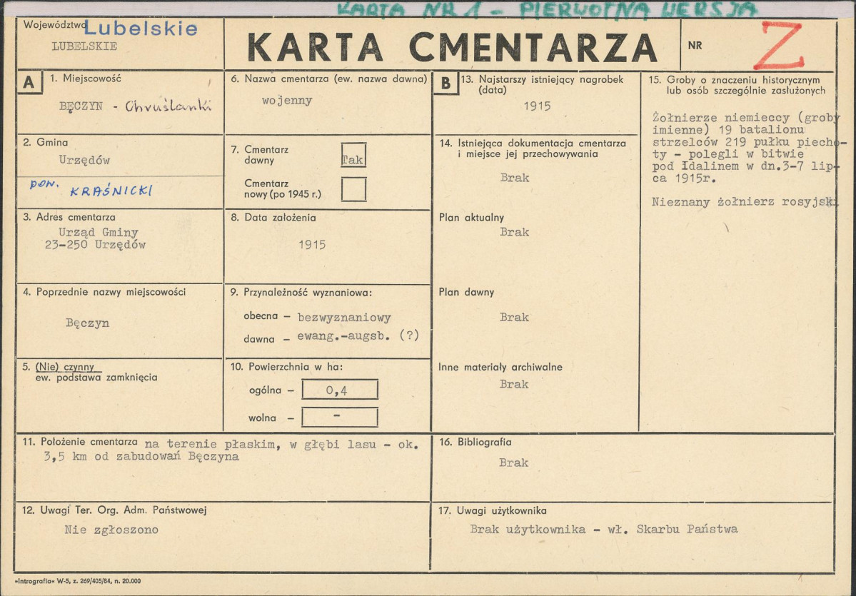 Karta cmentarza, skan nr 1