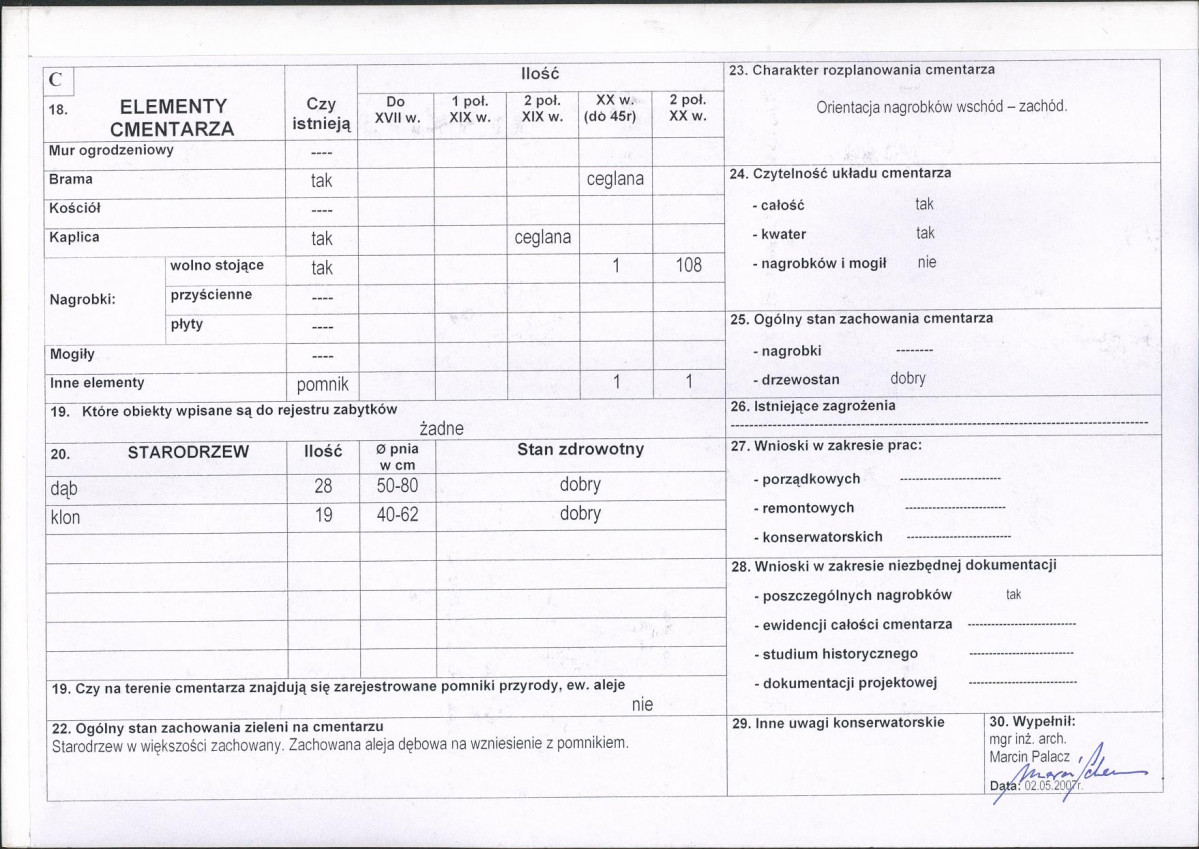 Karta cmentarza, skan nr 2