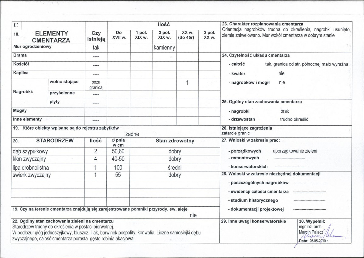 Karta cmentarza, skan nr 2
