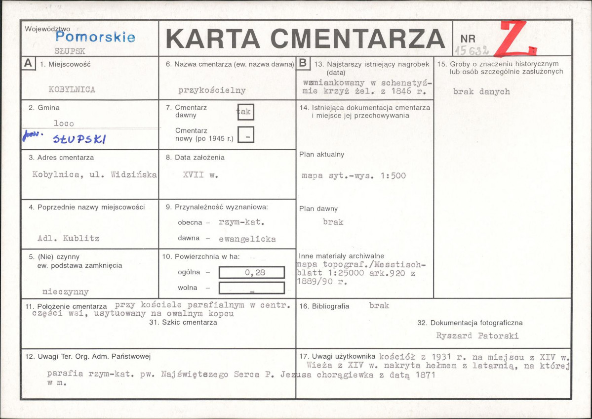 Karta cmentarza, skan nr 1