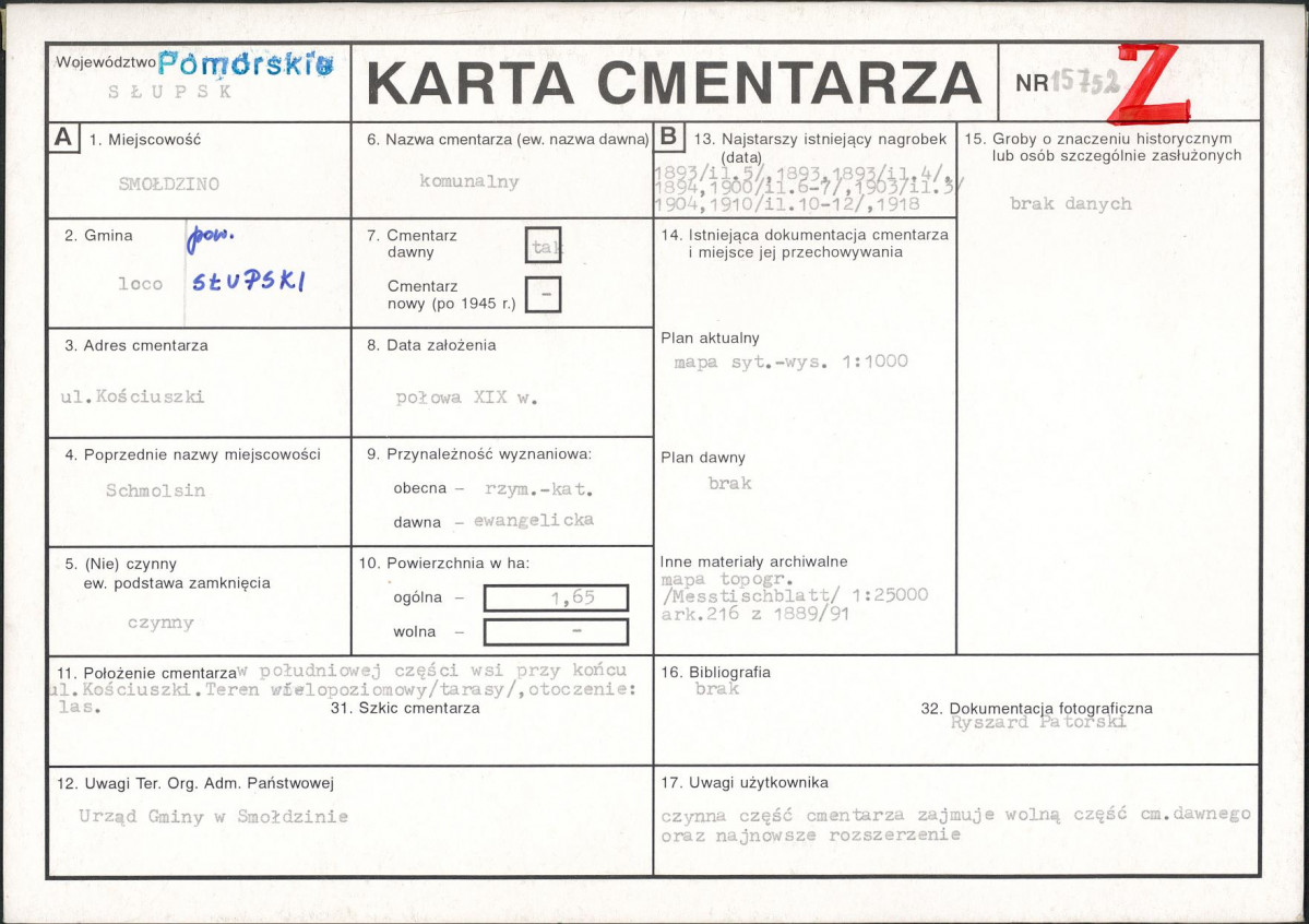 Karta cmentarza, skan nr 1