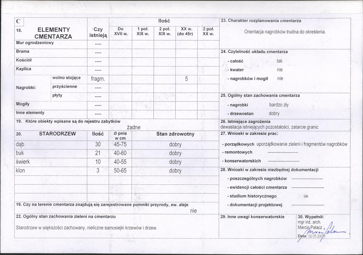Karta cmentarza, skan nr 2