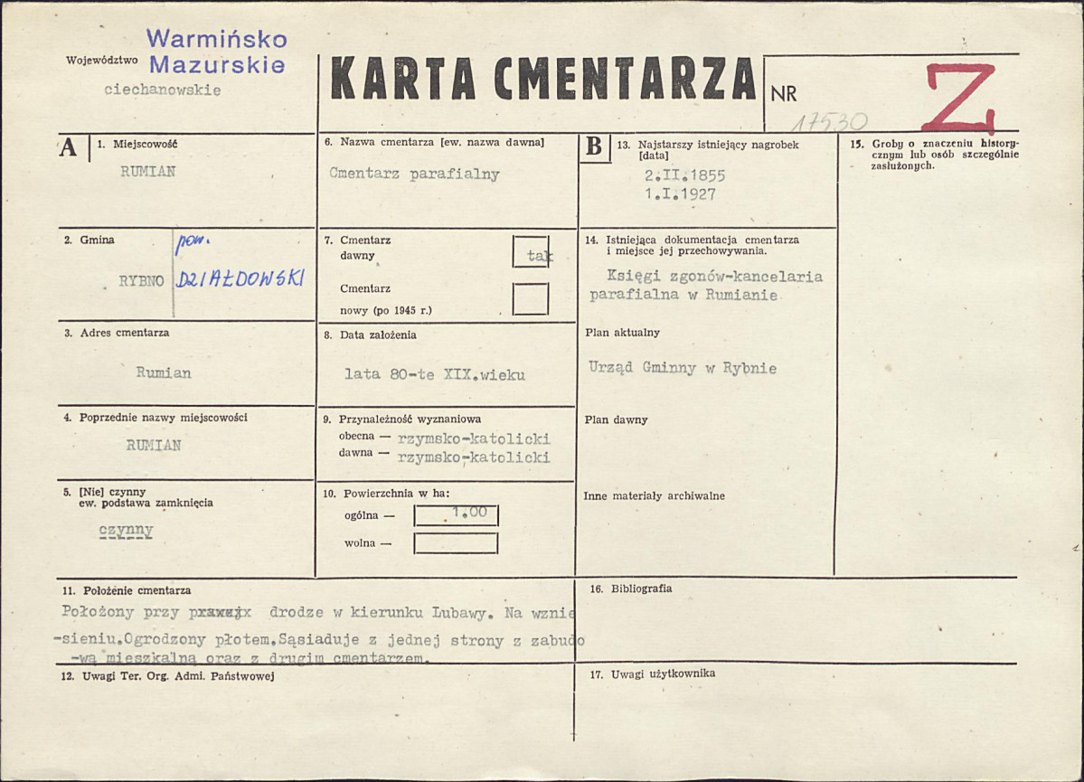 Karta cmentarza, skan nr 1
