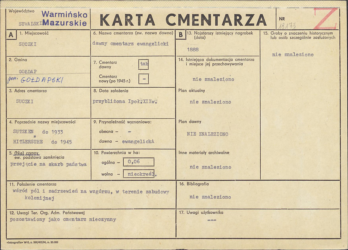 KC - Karta cmentarza, skan nr 1