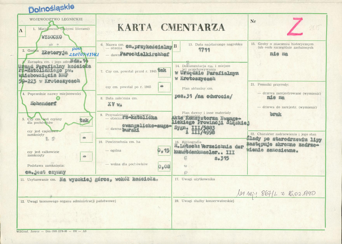 KC - Karta cmentarza, skan nr 1
