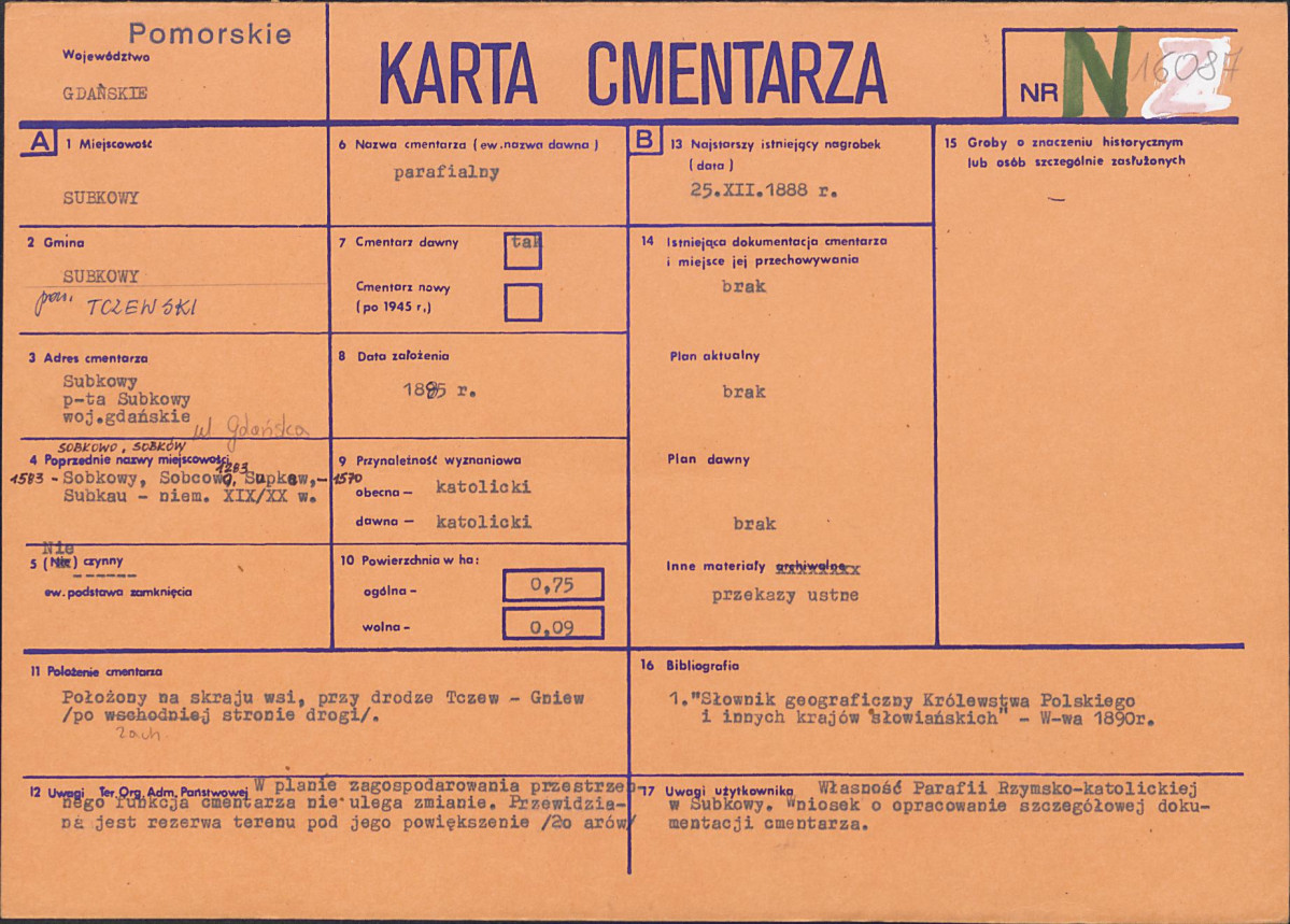 KC - Karta cmentarza, skan nr 1