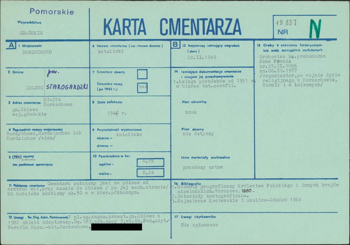 KC - Karta cmentarza, skan nr 1