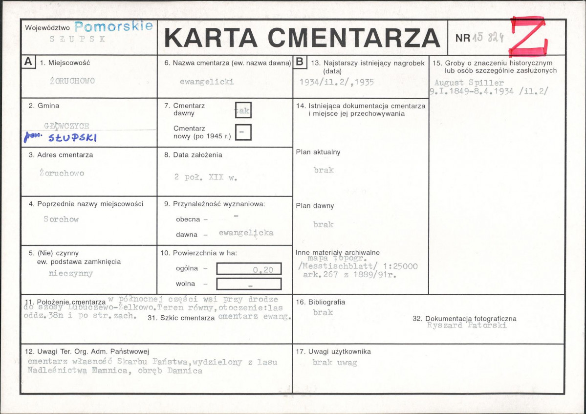 Karta cmentarza, skan nr 1