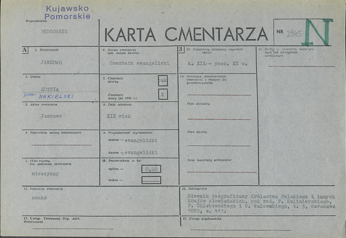 KC - Karta cmentarza, skan nr 1