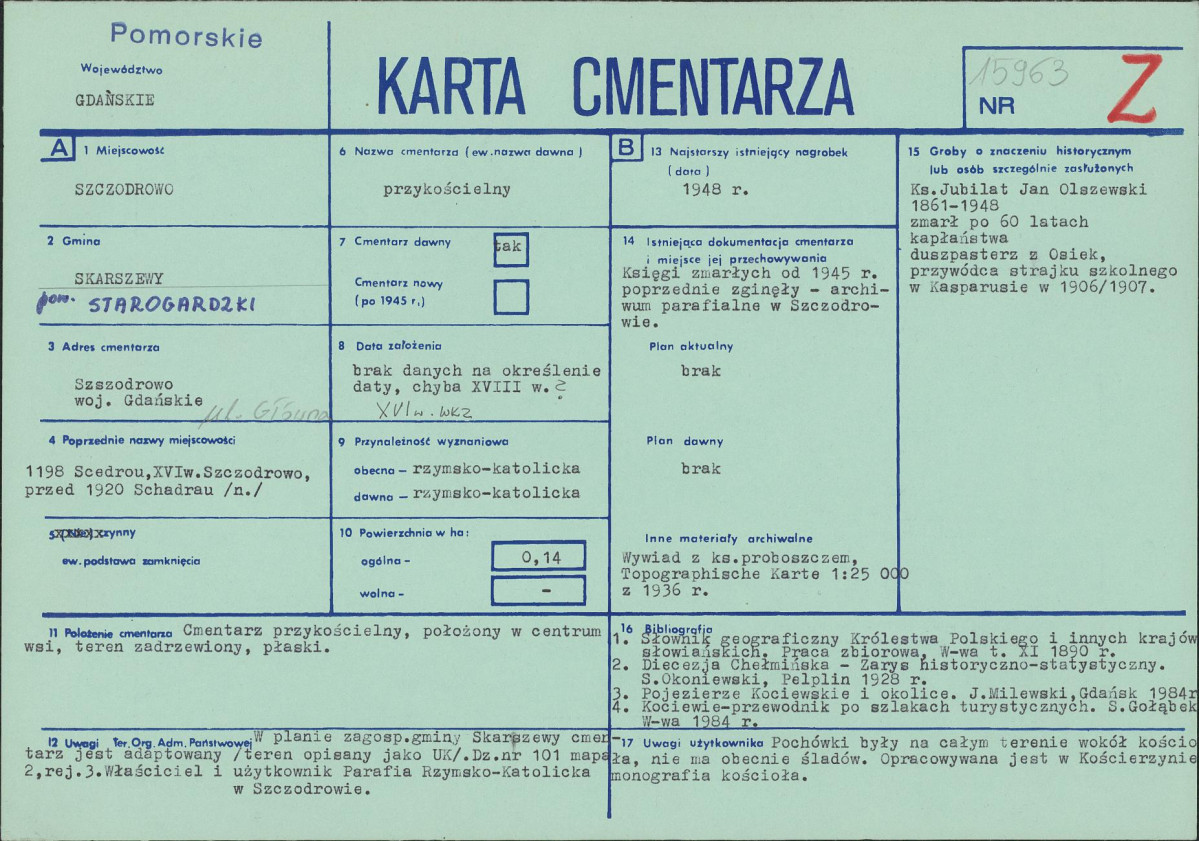 KC - Karta cmentarza, skan nr 1
