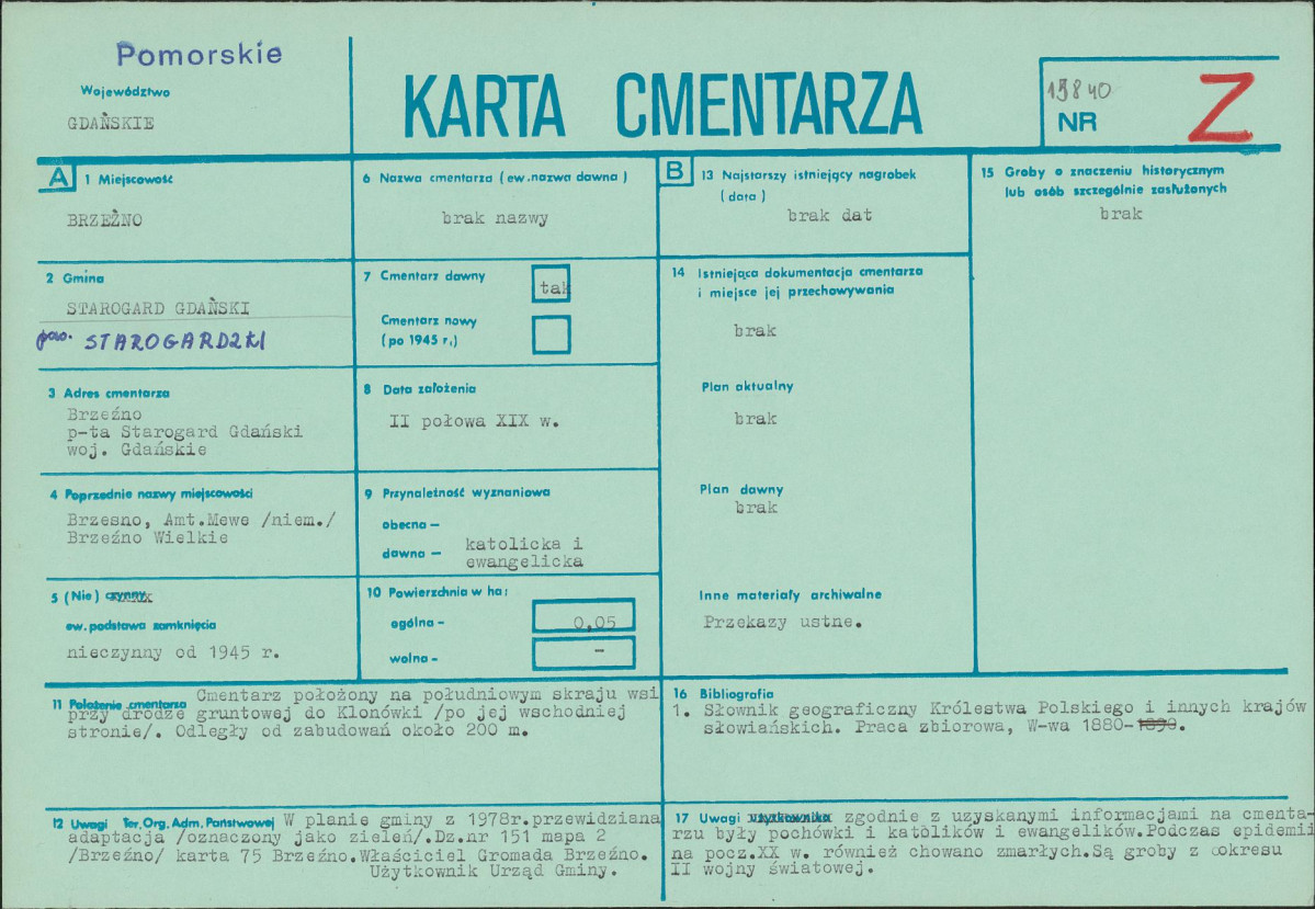 KC - Karta cmentarza, skan nr 1