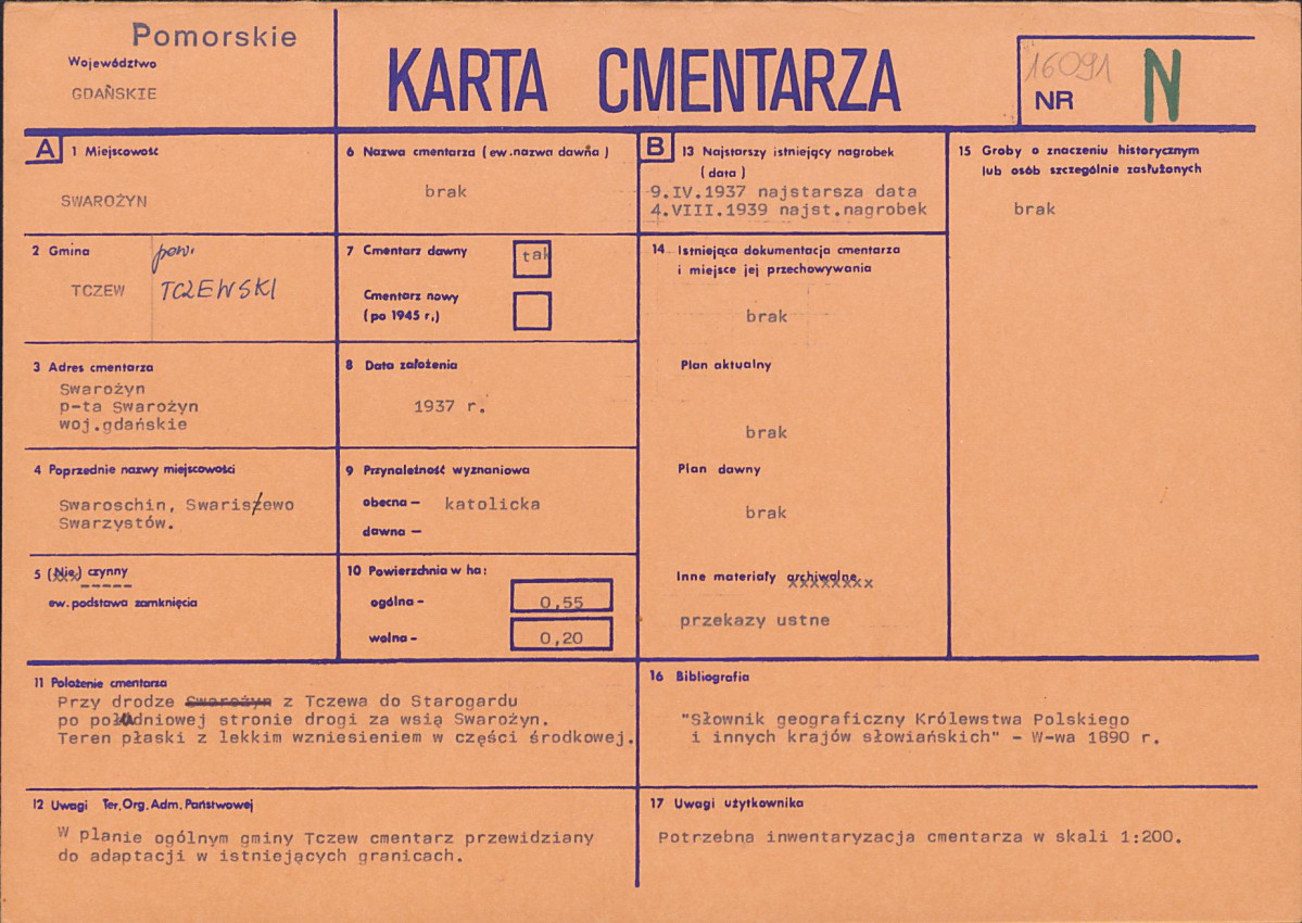 KC - Karta cmentarza, skan nr 1