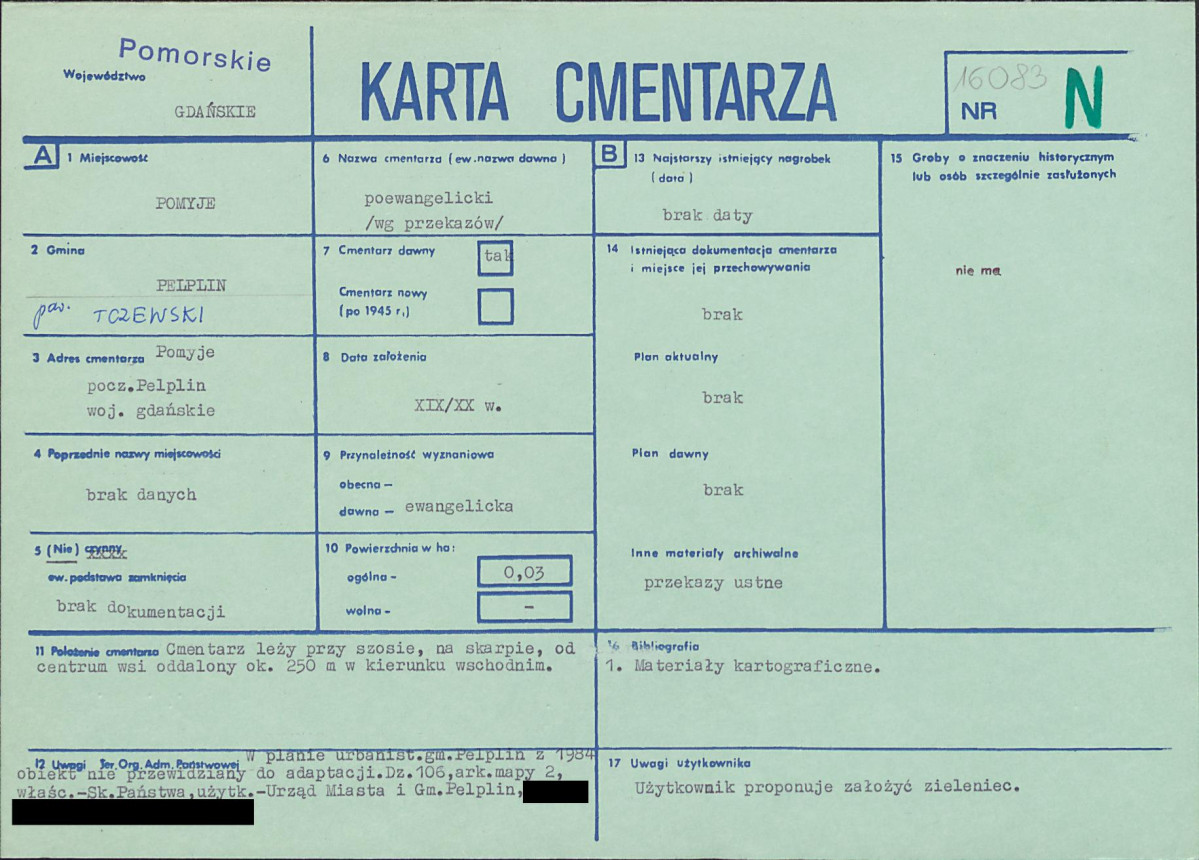 KC - Karta cmentarza, skan nr 1