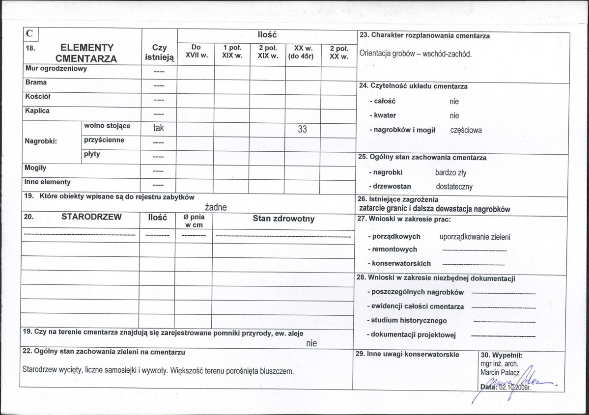 Karta cmentarza, skan nr 2
