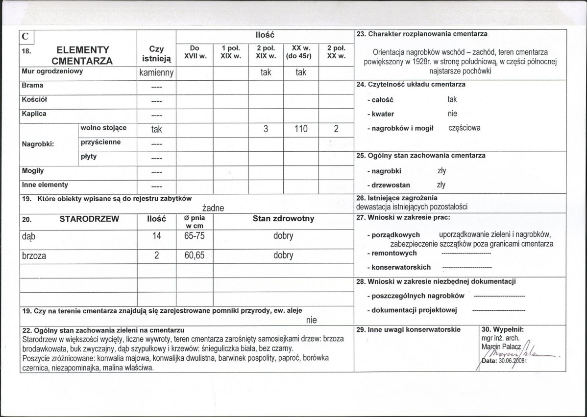Karta cmentarza, skan nr 2