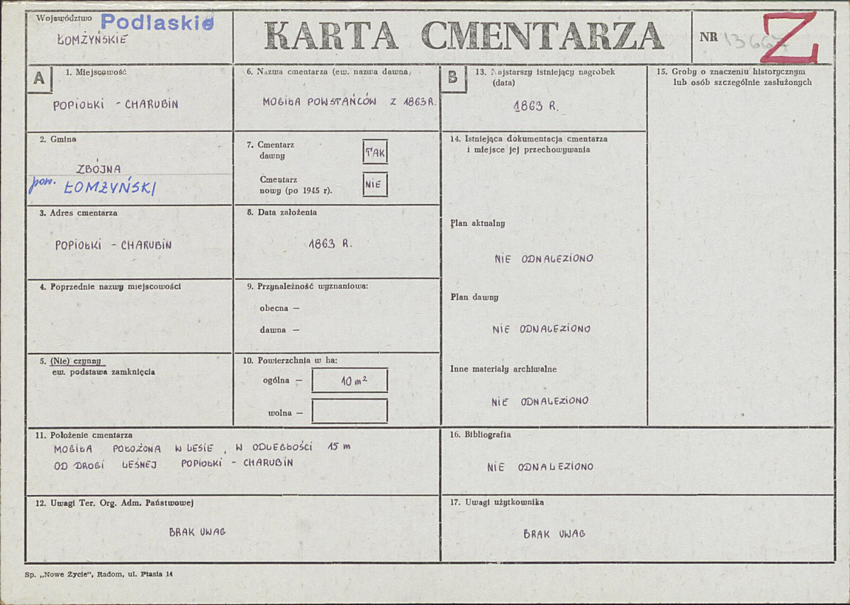 Karta cmentarza, skan nr 1