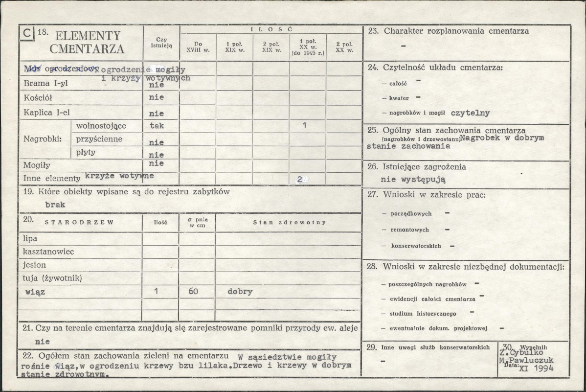 Karta cmentarza, skan nr 2