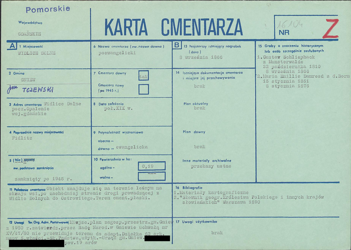 KC - Karta cmentarza, skan nr 1