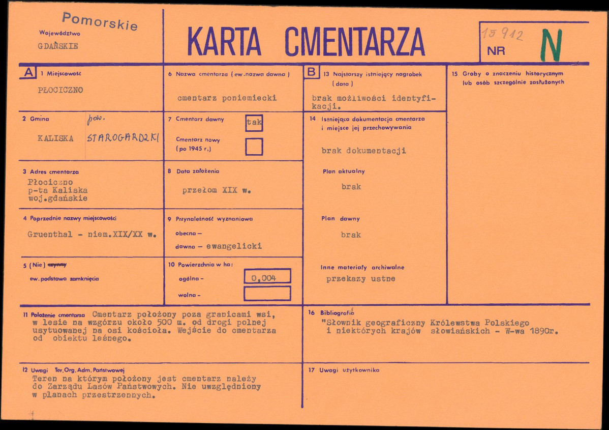 KC - Karta cmentarza, skan nr 1