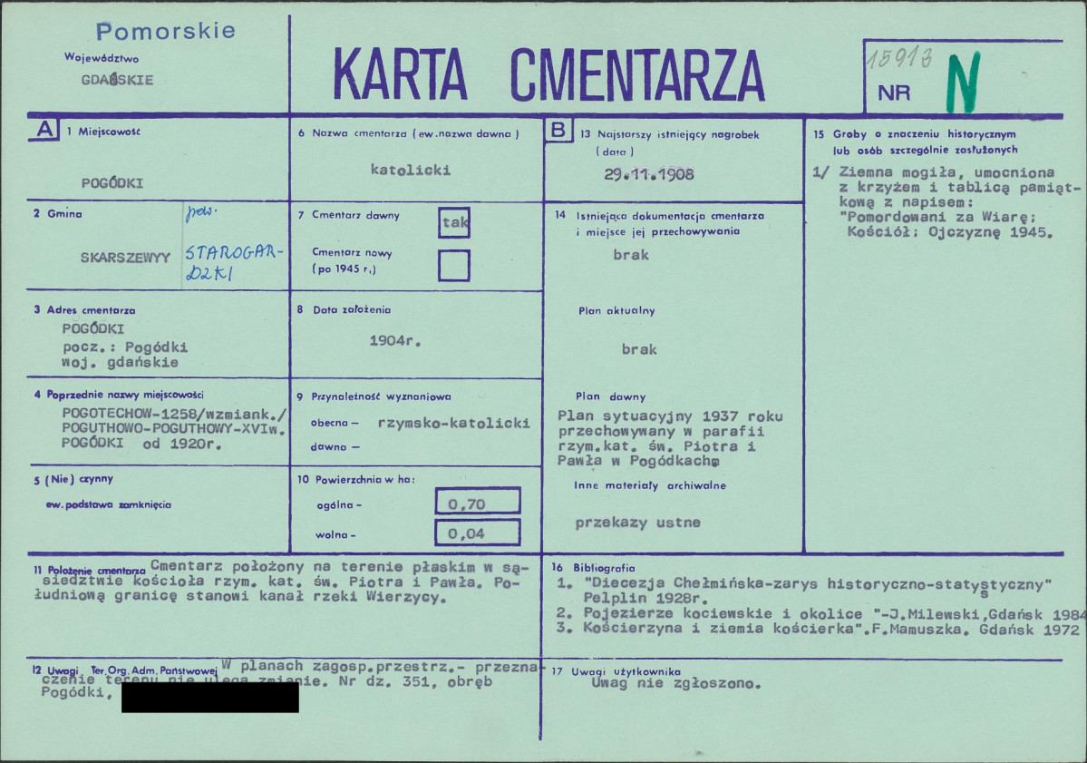 KC - Karta cmentarza, skan nr 1