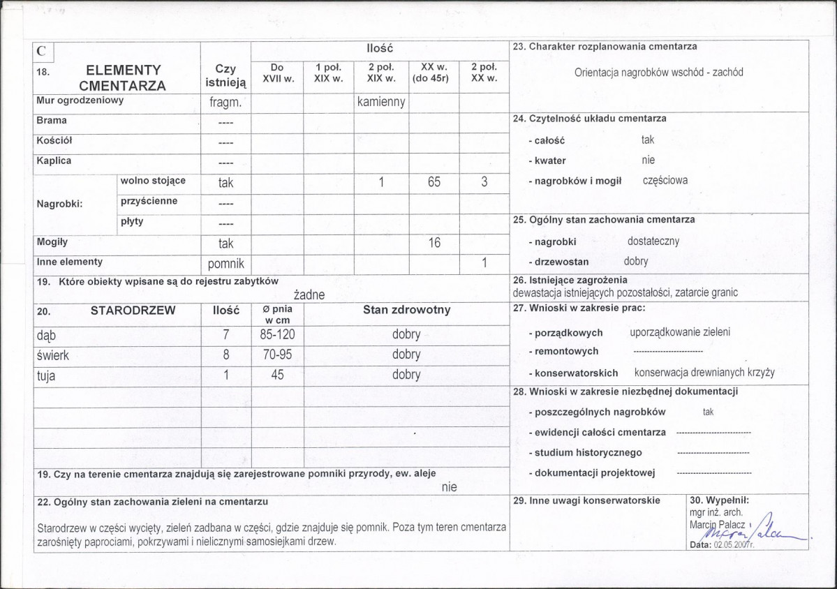 Karta cmentarza, skan nr 2