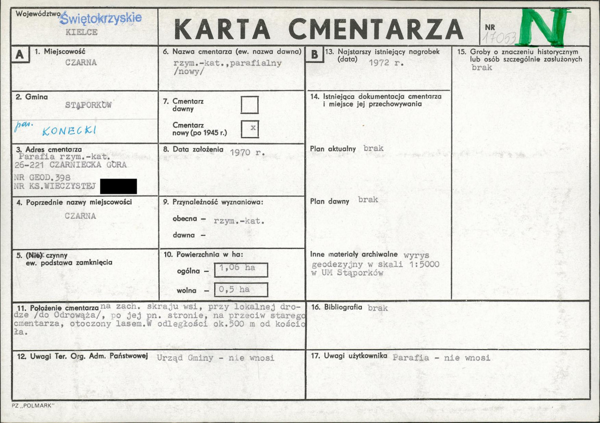 KC - Karta cmentarza, skan nr 1