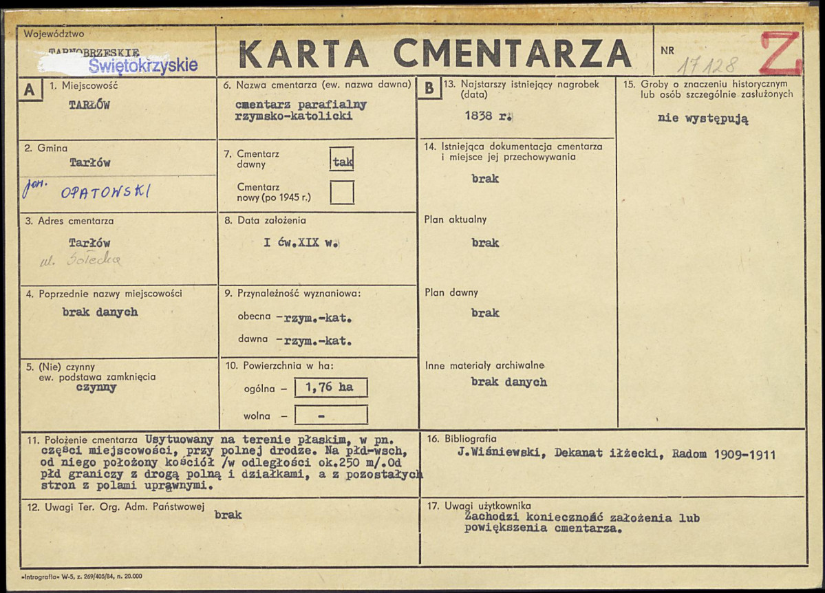 Karta cmentarza, skan nr 1