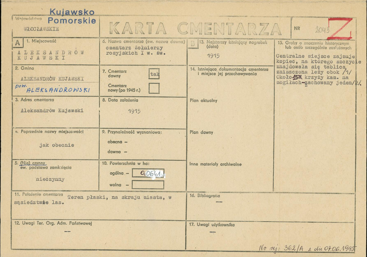 Karta cmentarza, skan nr 1