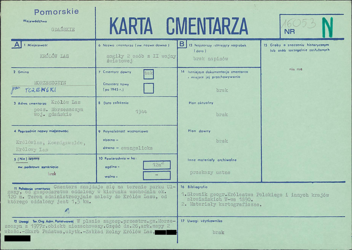 KC - Karta cmentarza, skan nr 1