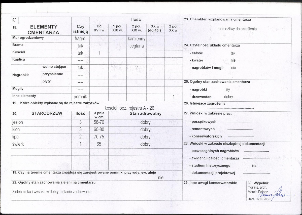 Karta cmentarza, skan nr 2