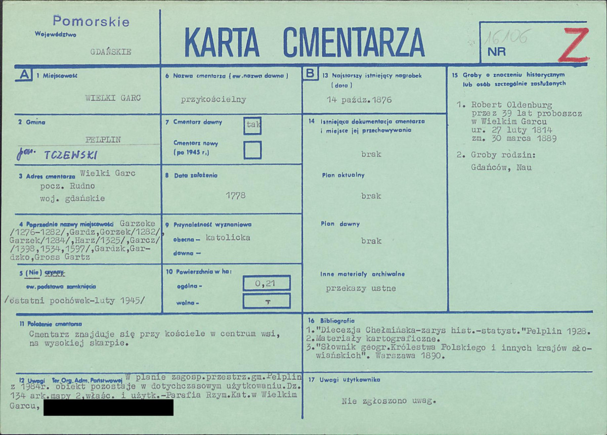 KC - Karta cmentarza, skan nr 1