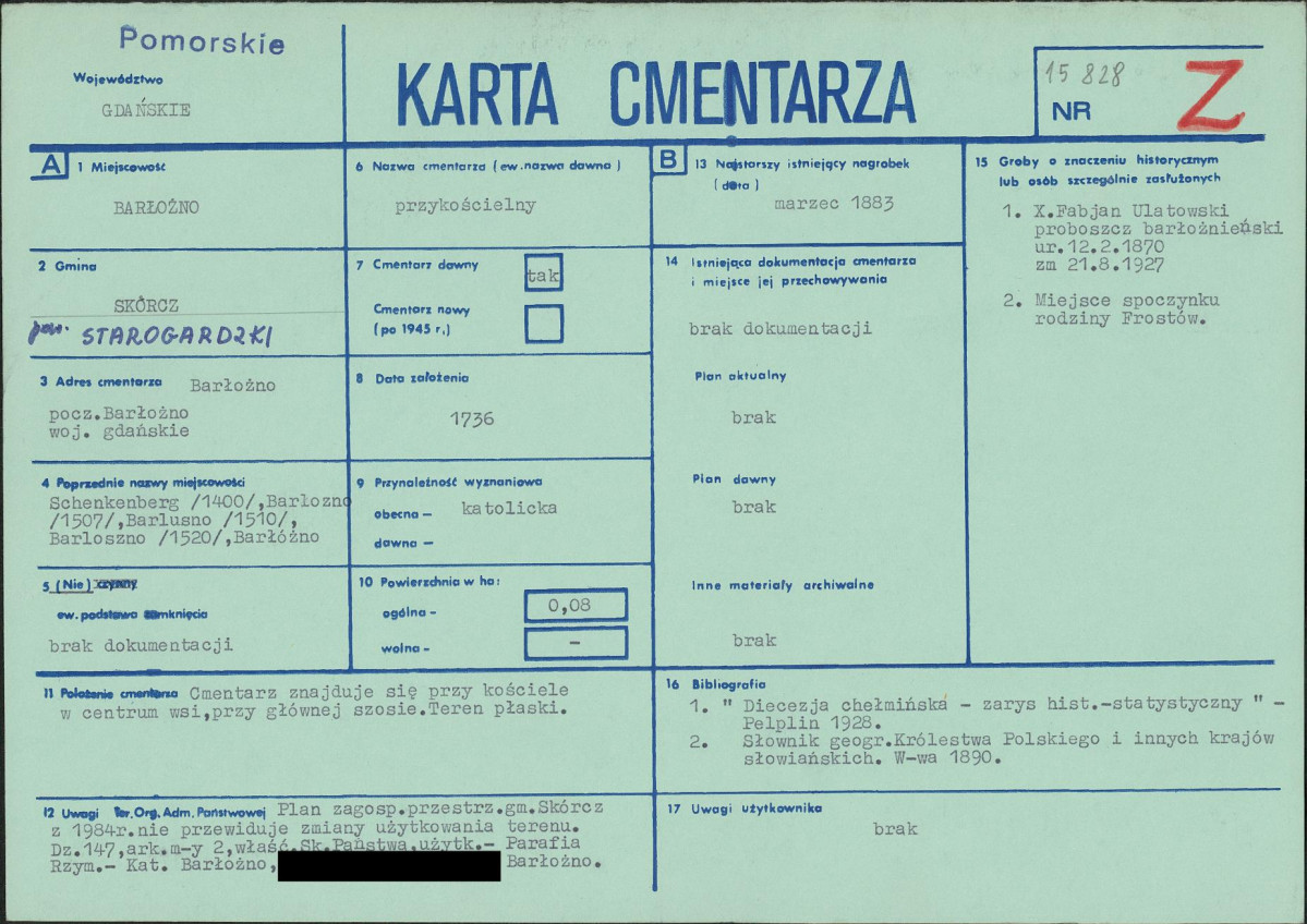 KC - Karta cmentarza, skan nr 1