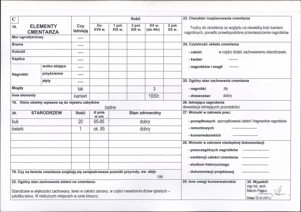 Karta cmentarza, skan nr 2
