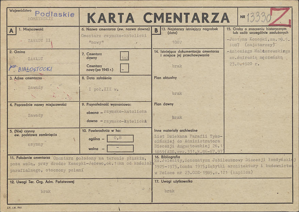 Karta cmentarza, skan nr 1