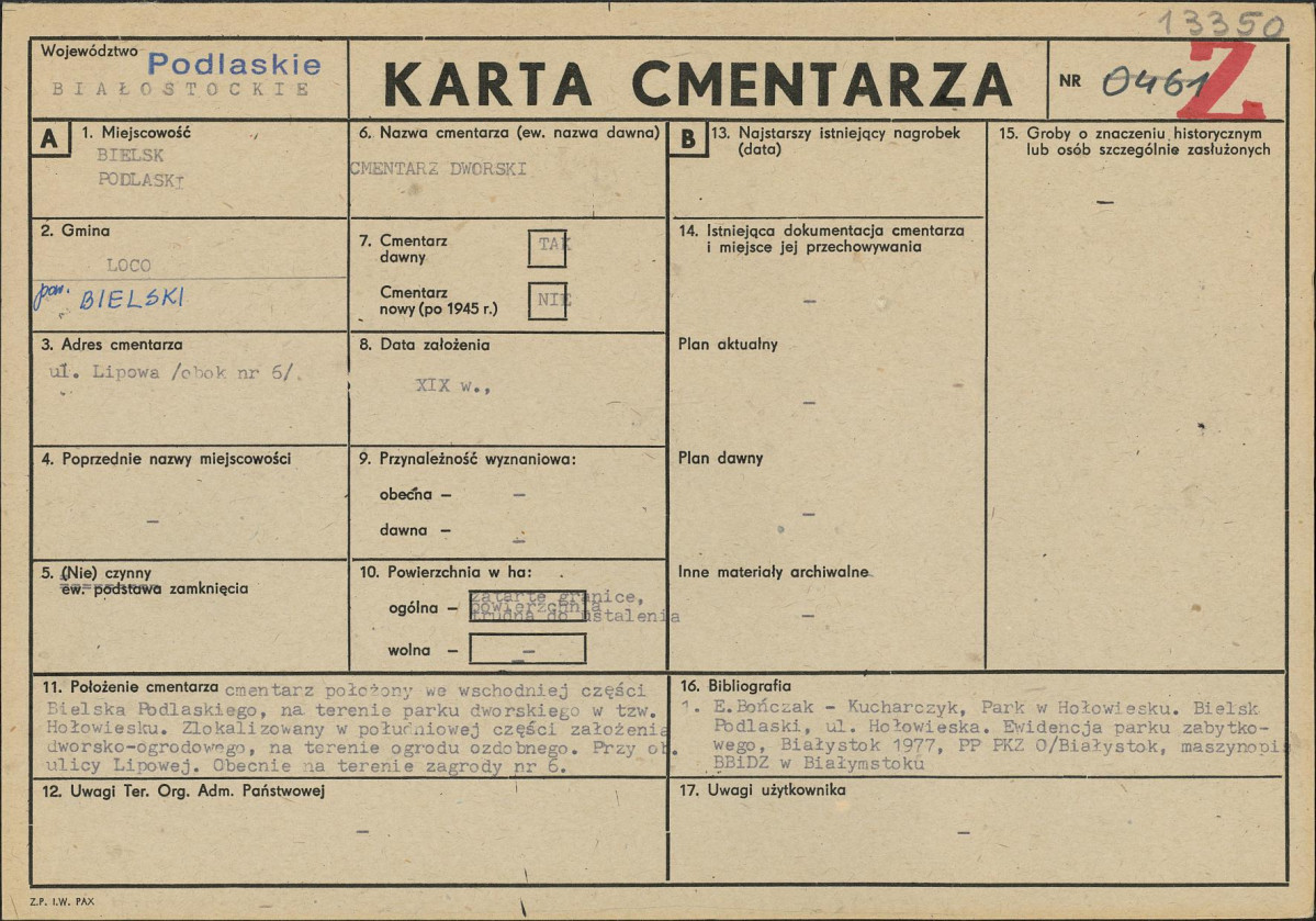 Karta cmentarza, skan nr 1