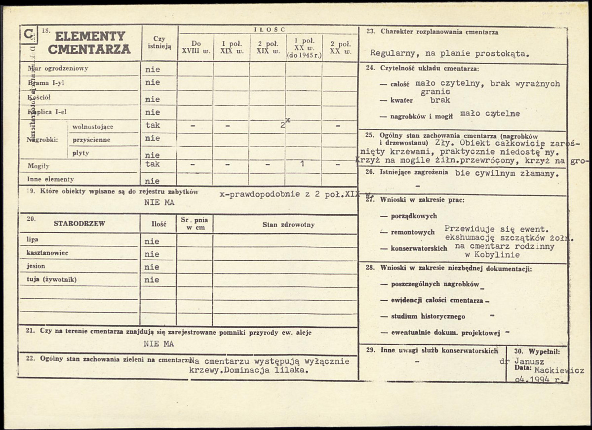 Karta cmentarza, skan nr 2