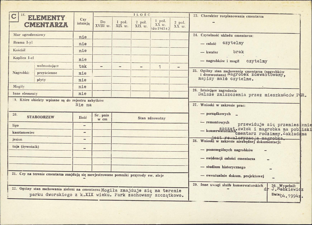 Karta cmentarza, skan nr 2