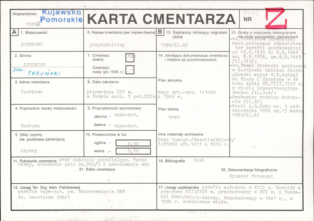 KC - Karta cmentarza, skan nr 1