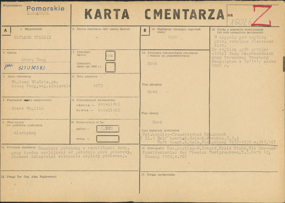 KC - Karta cmentarza, skan nr 1