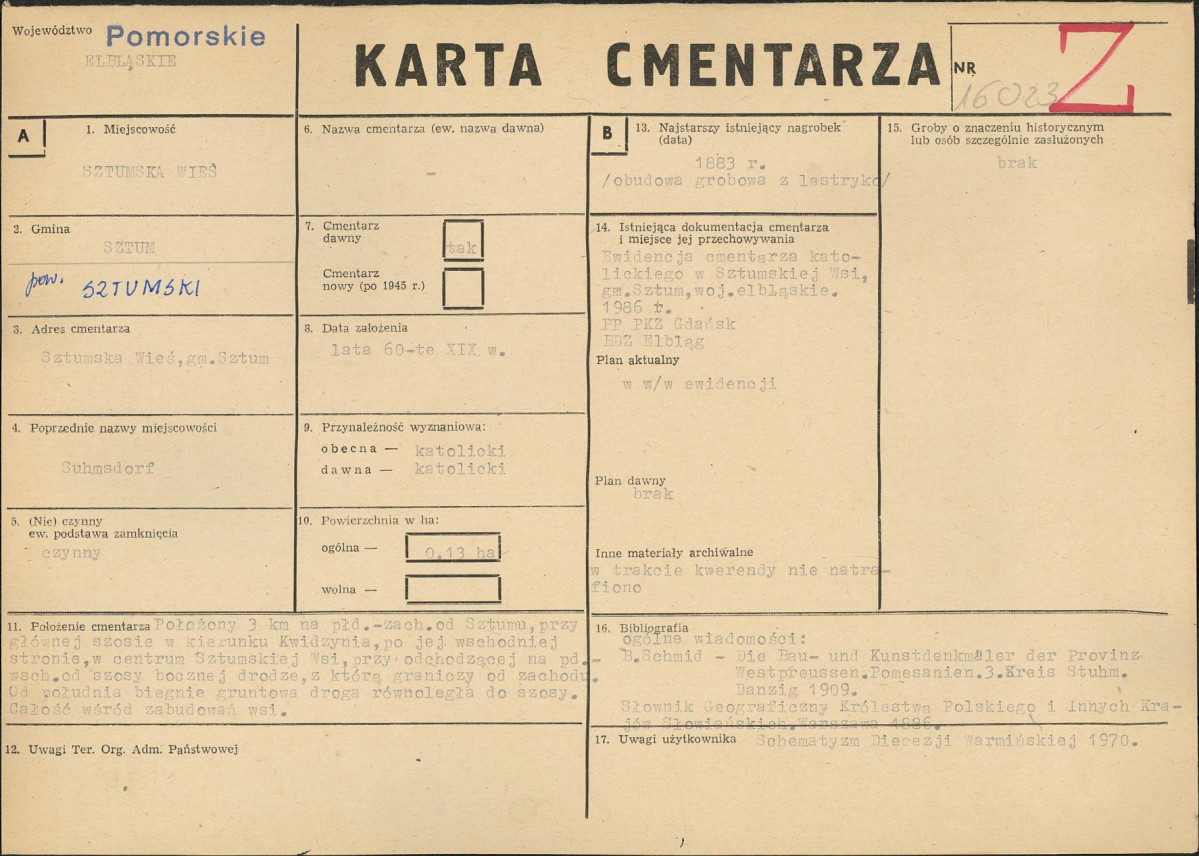 KC - Karta cmentarza, skan nr 1