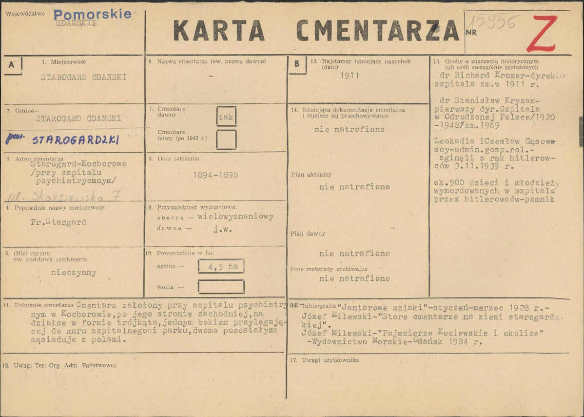 KC - Karta cmentarza, skan nr 1