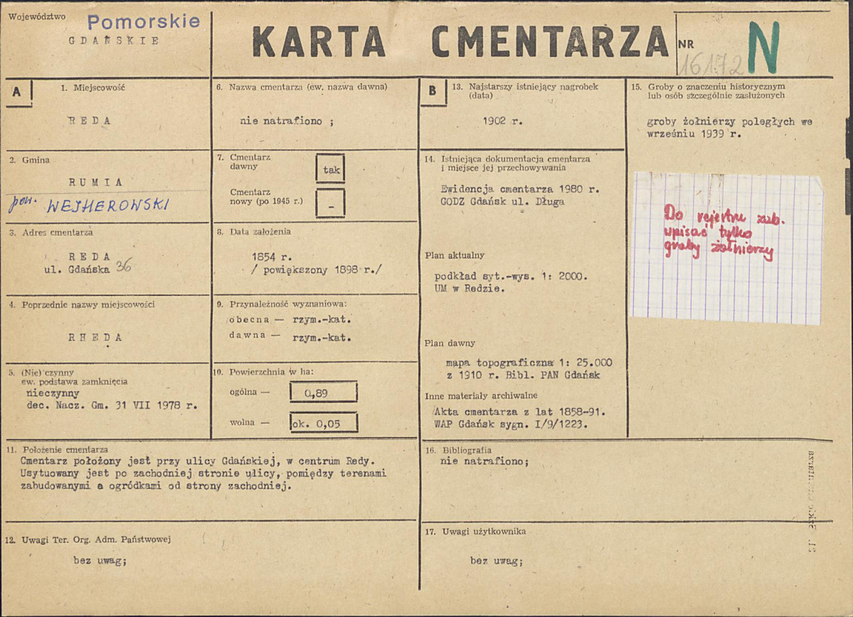 KC - Karta cmentarza, skan nr 1