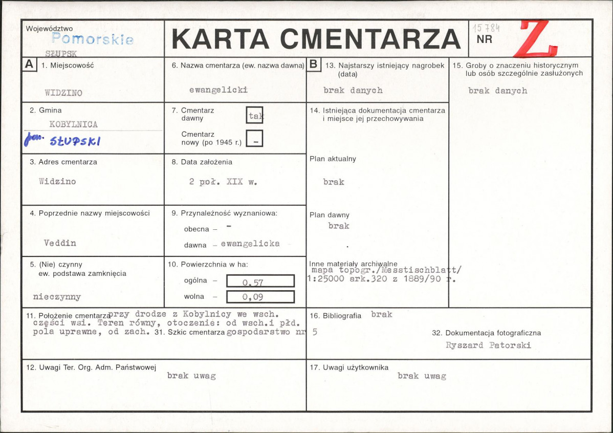 Karta cmentarza, skan nr 1
