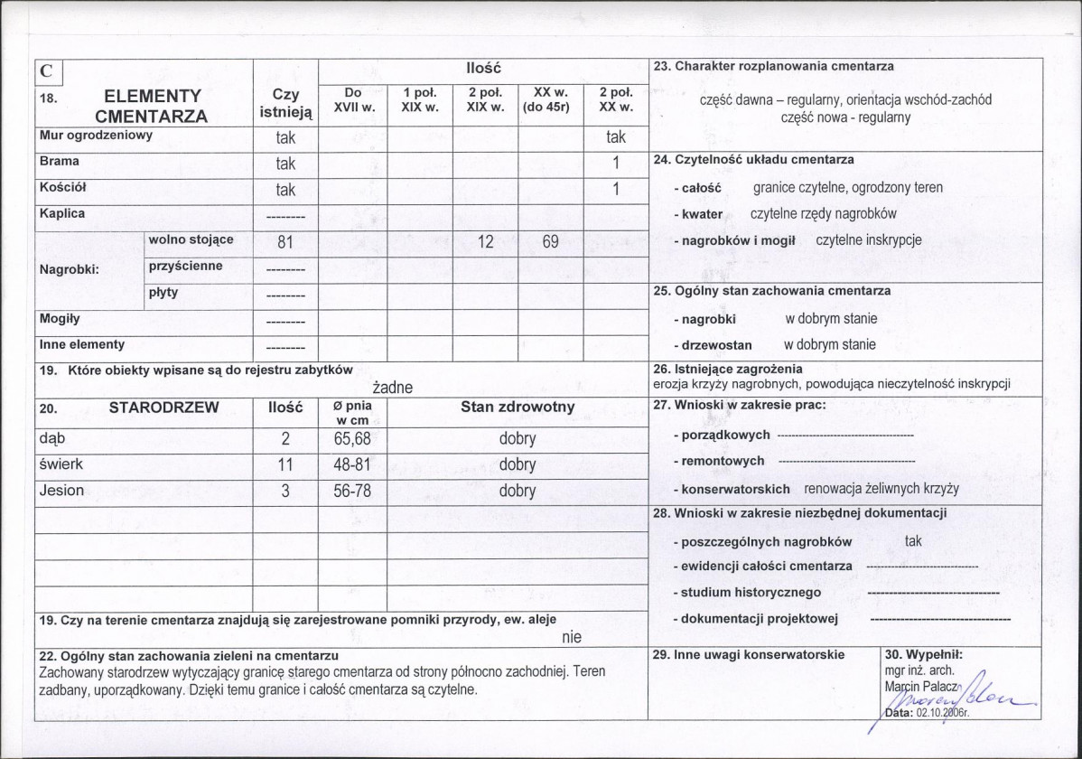 Karta cmentarza, skan nr 2