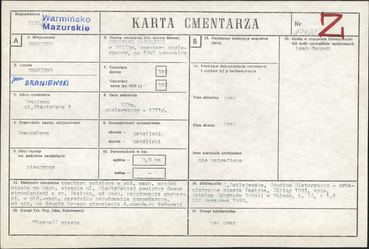 Karta cmentarza, skan nr 1