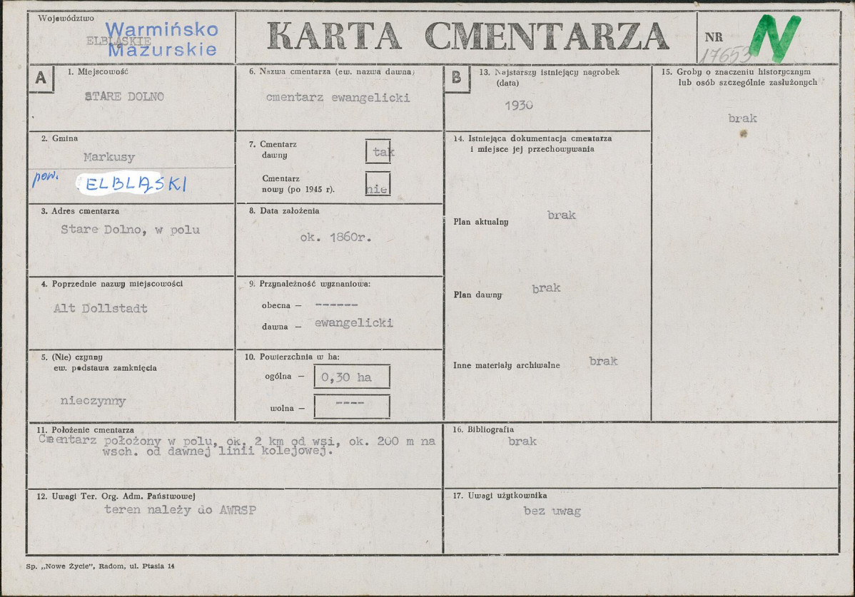 Karta cmentarza, skan nr 1