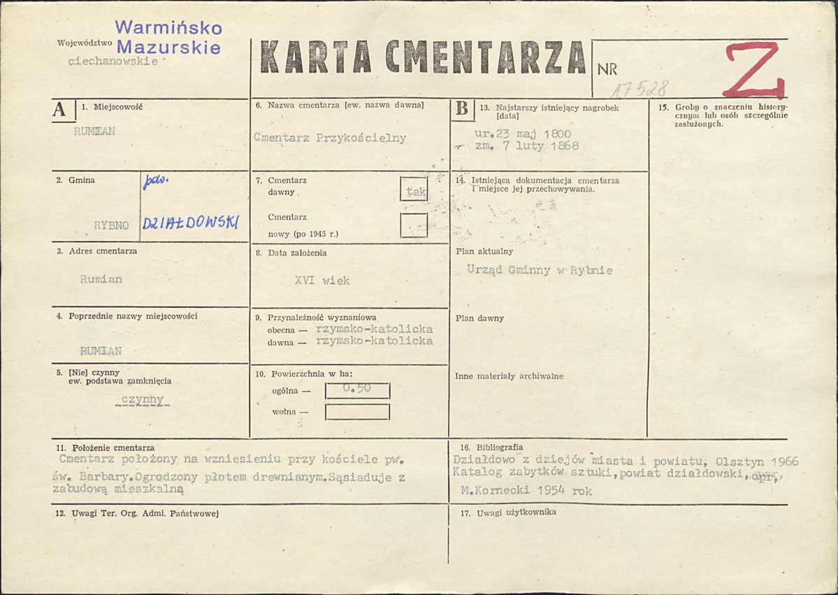 Karta cmentarza, skan nr 1