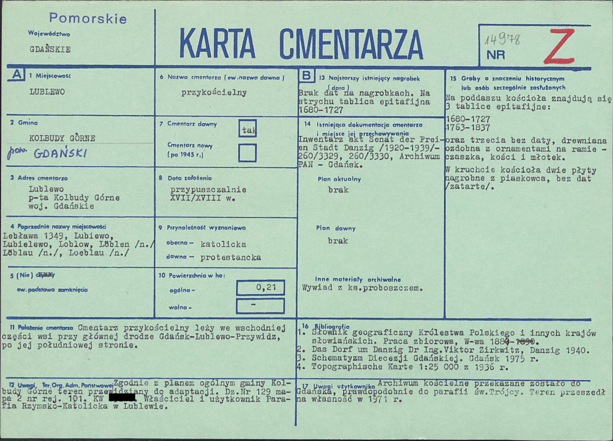KC - Karta cmentarza, skan nr 1