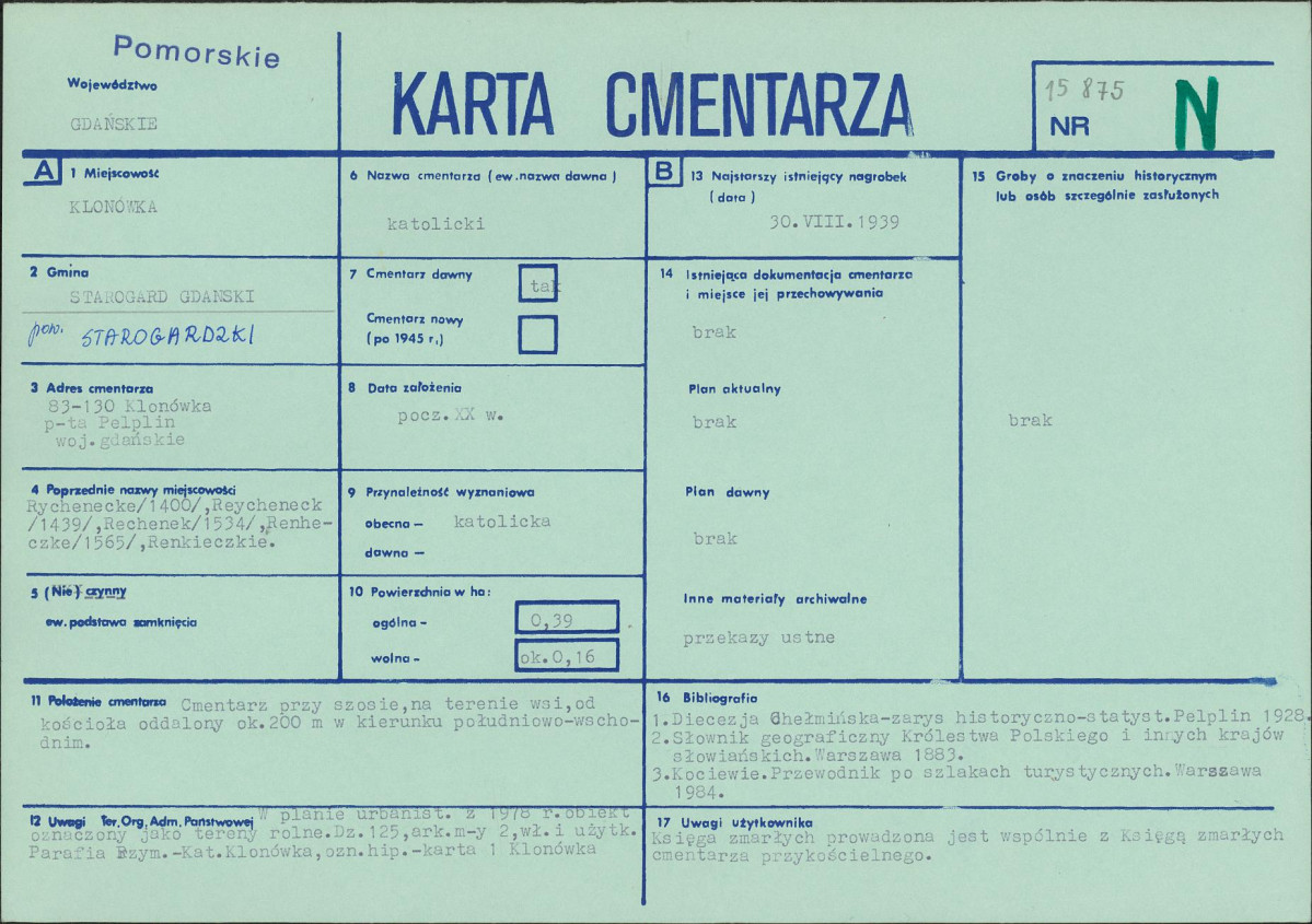 KC - Karta cmentarza, skan nr 1