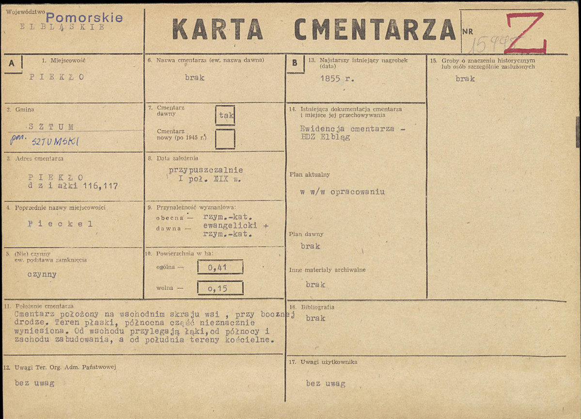 KC - Karta cmentarza, skan nr 1